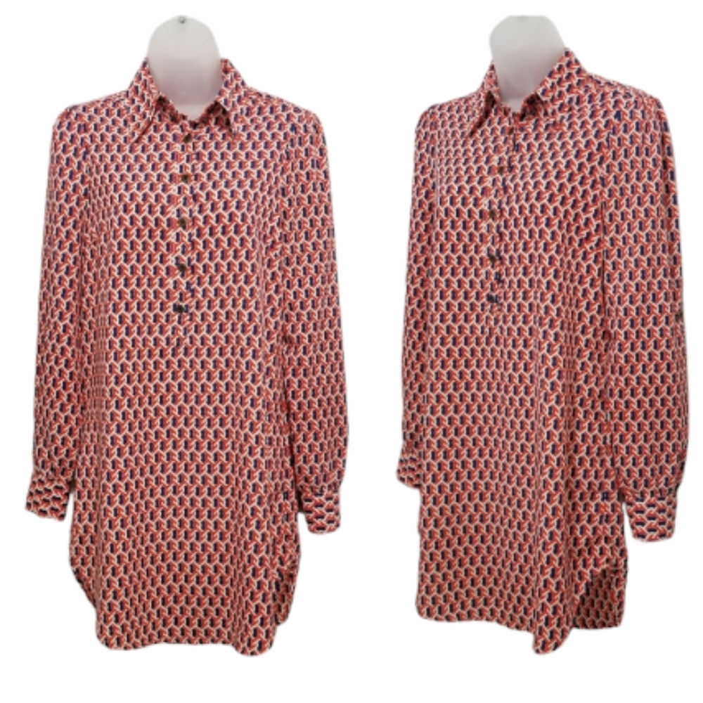 JB by Julie Brown Red and Blue Patterned Dress